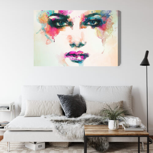 Obraz na płótnie Kolorowa twarz Akwarela Nowoczesna abstrakcja  Premium Canvas - obrazek 4