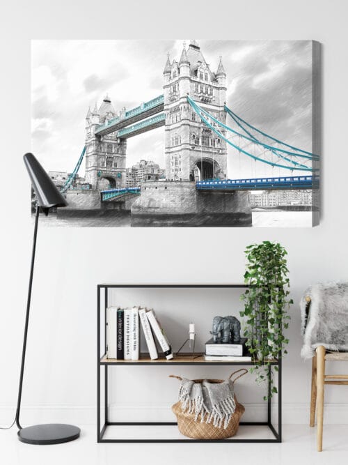 Obraz na płótnie Most Tower Londyn Szkic z kolorem  Premium Canvas - obrazek 9