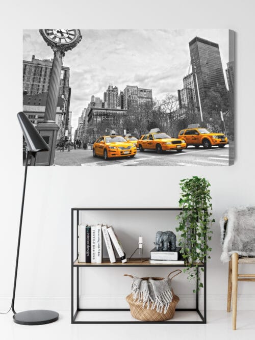 Obraz na płótnie Nowy Jork Żółte Taksówki Czarno-białe  Premium Canvas - obrazek 9