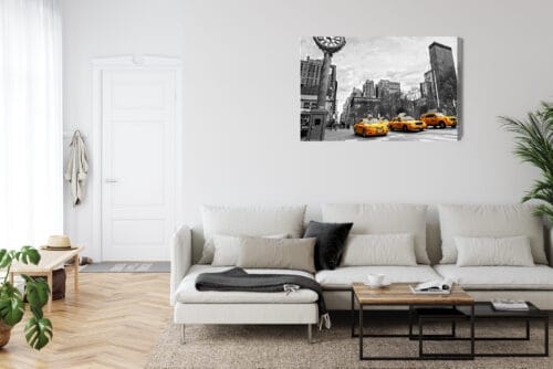 Obraz na płótnie Nowy Jork Żółte Taksówki Czarno-białe  Premium Canvas - obrazek 6