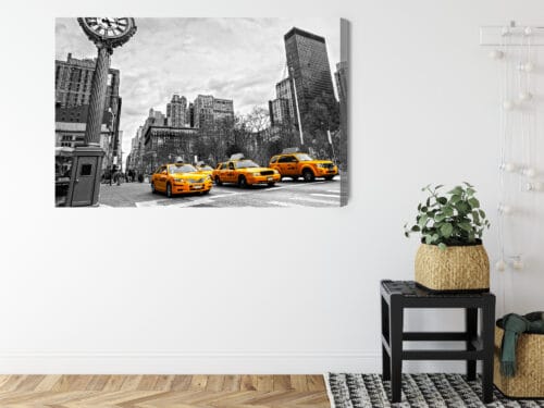 Obraz na płótnie Nowy Jork Żółte Taksówki Czarno-białe  Premium Canvas - obrazek 8