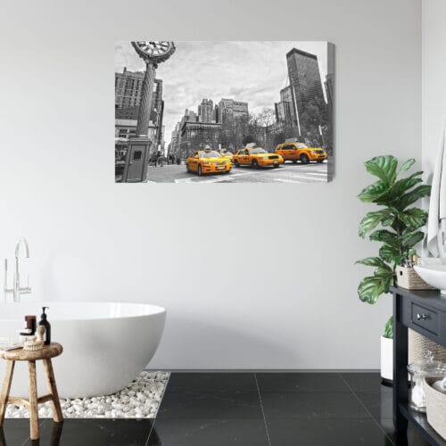Obraz na płótnie Nowy Jork Żółte Taksówki Czarno-białe  Premium Canvas - obrazek 5