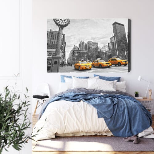 Obraz na płótnie Nowy Jork Żółte Taksówki Czarno-białe  Premium Canvas - obrazek 3