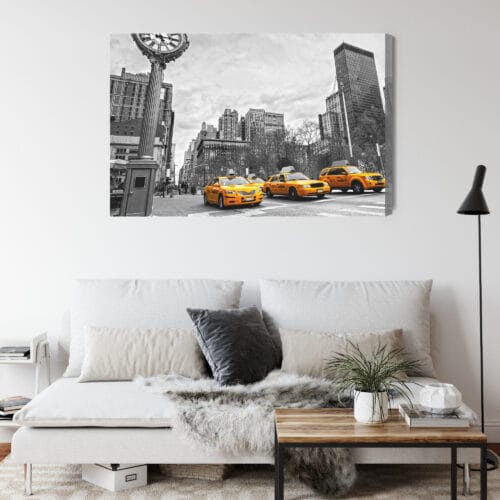 Obraz na płótnie Nowy Jork Żółte Taksówki Czarno-białe  Premium Canvas - obrazek 4