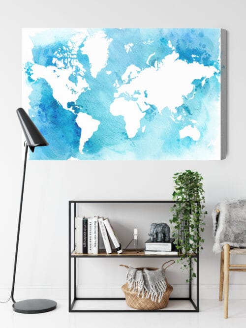 Obraz na płótnie Mapa świata Akwarela niebieska  Premium Canvas - obrazek 9