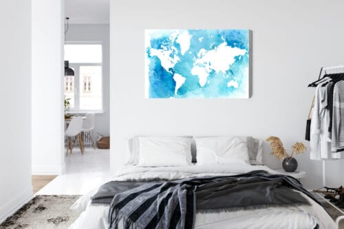Obraz na płótnie Mapa świata Akwarela niebieska  Premium Canvas - obrazek 7