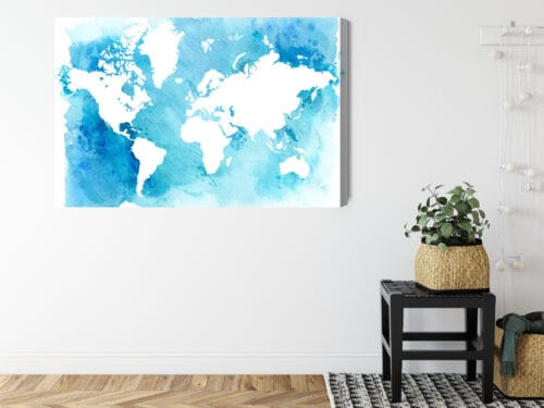 Obraz na płótnie Mapa świata Akwarela niebieska  Premium Canvas - obrazek 8