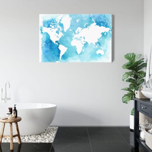 Obraz na płótnie Mapa świata Akwarela niebieska  Premium Canvas - obrazek 5