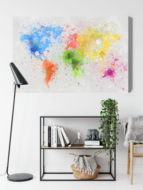 Obraz na płótnie Mapa świata Kolorowe plamy farby  Premium Canvas - obrazek 9