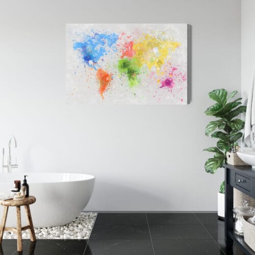 Obraz na płótnie Mapa świata Kolorowe plamy farby  Premium Canvas - obrazek 5