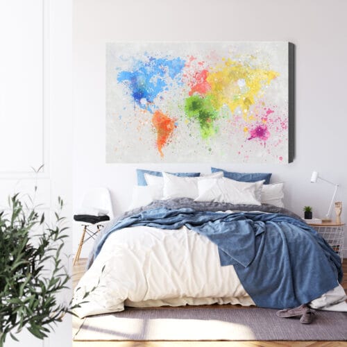 Obraz na płótnie Mapa świata Kolorowe plamy farby  Premium Canvas - obrazek 3