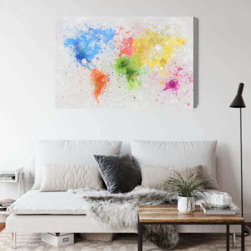 Obraz na płótnie Mapa świata Kolorowe plamy farby  Premium Canvas - obrazek 4