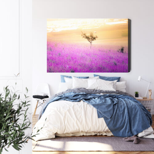 Obraz na płótnie Krajobraz Minimalistyczny Fioletowe pole  Premium Canvas - obrazek 3