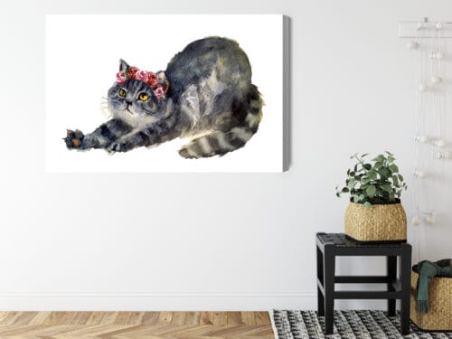 Obraz na płótnie Zwierzęta Kot z wiankiem Premium Canvas - obrazek 8