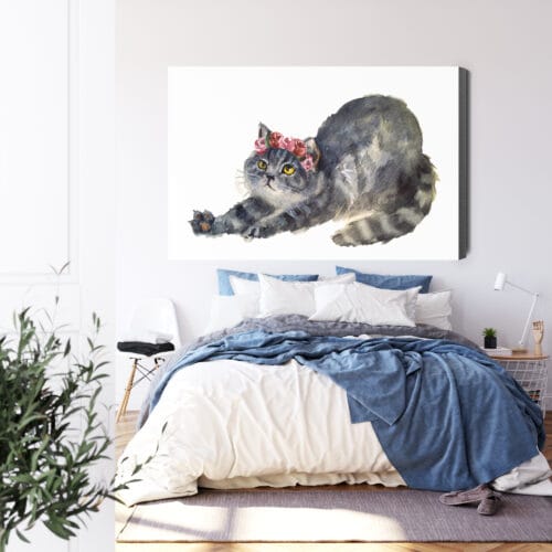 Obraz na płótnie Zwierzęta Kot z wiankiem Premium Canvas - obrazek 3