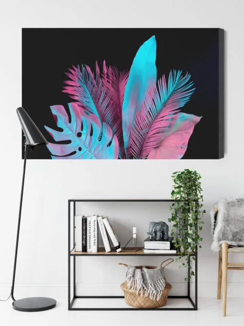 Obraz na płótnie Liście Nowoczesny Neonowe liście  Premium Canvas - obrazek 9