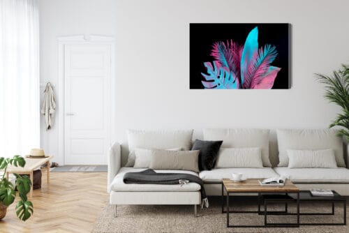 Obraz na płótnie Liście Nowoczesny Neonowe liście  Premium Canvas - obrazek 6