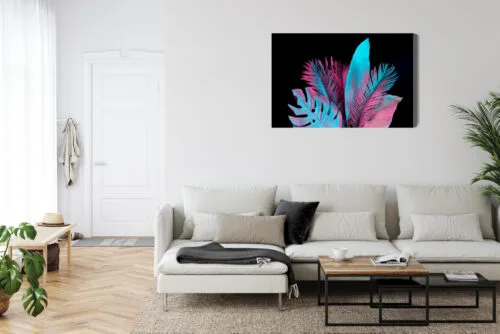 Obraz na płótnie Liście Nowoczesny Neonowe liście  Premium Canvas - obrazek 6