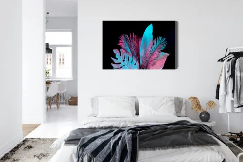 Obraz na płótnie Liście Nowoczesny Neonowe liście  Premium Canvas - obrazek 7