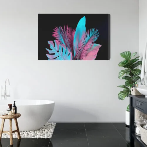 Obraz na płótnie Liście Nowoczesny Neonowe liście  Premium Canvas - obrazek 5