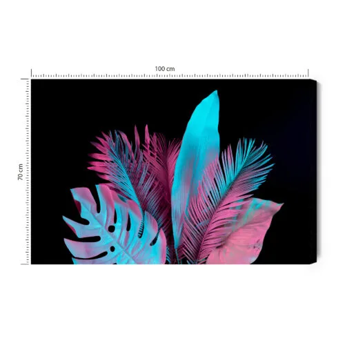 Obraz na płótnie Liście Nowoczesny Neonowe liście  Premium Canvas
