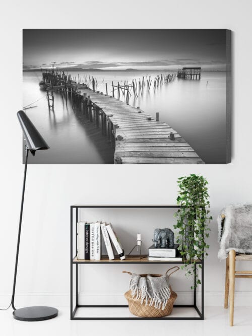Obraz na płótnie Pomost Czarno-biały Spokojna woda  Premium Canvas - obrazek 9