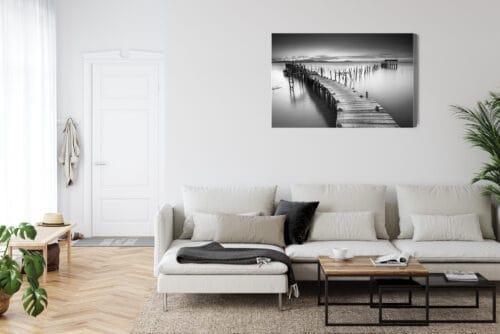 Obraz na płótnie Pomost Czarno-biały Spokojna woda  Premium Canvas - obrazek 6