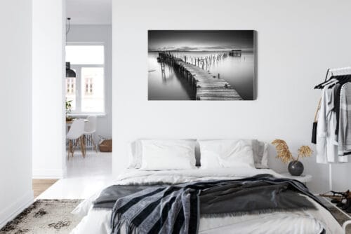 Obraz na płótnie Pomost Czarno-biały Spokojna woda  Premium Canvas - obrazek 7