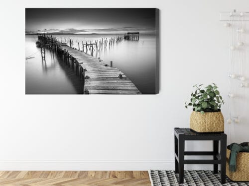 Obraz na płótnie Pomost Czarno-biały Spokojna woda  Premium Canvas - obrazek 8