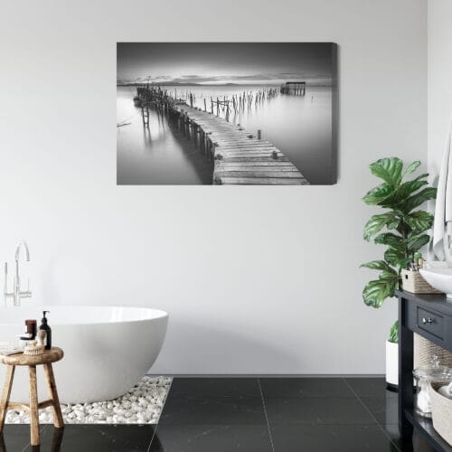 Obraz na płótnie Pomost Czarno-biały Spokojna woda  Premium Canvas - obrazek 5