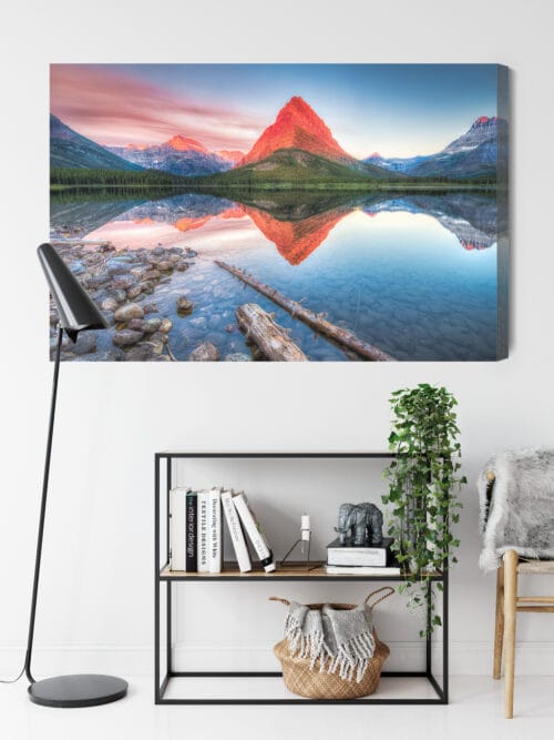 Obraz na płótnie Górski szczyt w odbiciu jeziora Fotografia  Premium Canvas - obrazek 9
