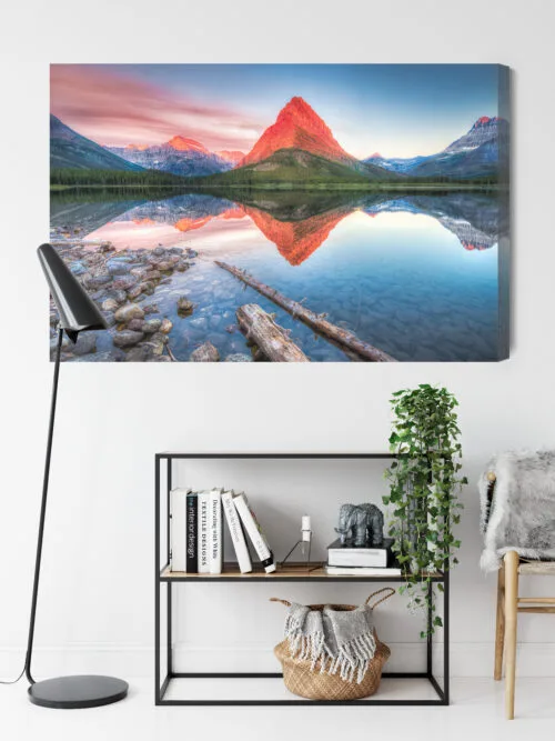 Obraz na płótnie Górski szczyt w odbiciu jeziora Fotografia  Premium Canvas - obrazek 9