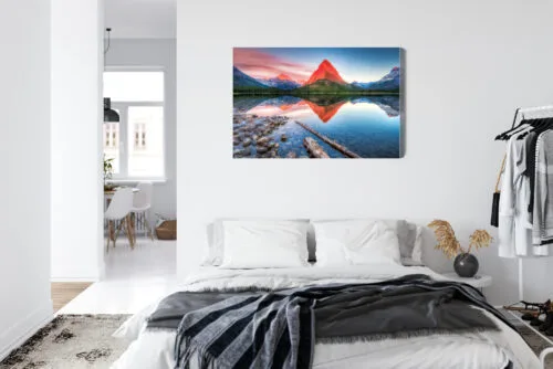 Obraz na płótnie Górski szczyt w odbiciu jeziora Fotografia  Premium Canvas - obrazek 7