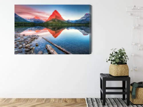 Obraz na płótnie Górski szczyt w odbiciu jeziora Fotografia  Premium Canvas - obrazek 8