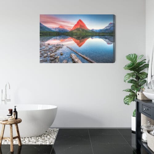 Obraz na płótnie Górski szczyt w odbiciu jeziora Fotografia  Premium Canvas - obrazek 5
