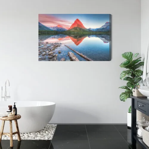 Obraz na płótnie Górski szczyt w odbiciu jeziora Fotografia  Premium Canvas - obrazek 5