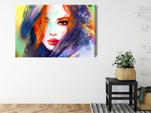 Obraz na płótnie Sztuka Portret kobiety z rudymi włosami Premium Canvas - obrazek 8