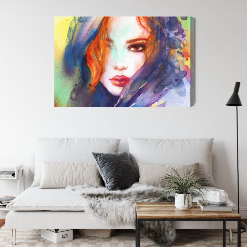 Obraz na płótnie Sztuka Portret kobiety z rudymi włosami Premium Canvas - obrazek 4