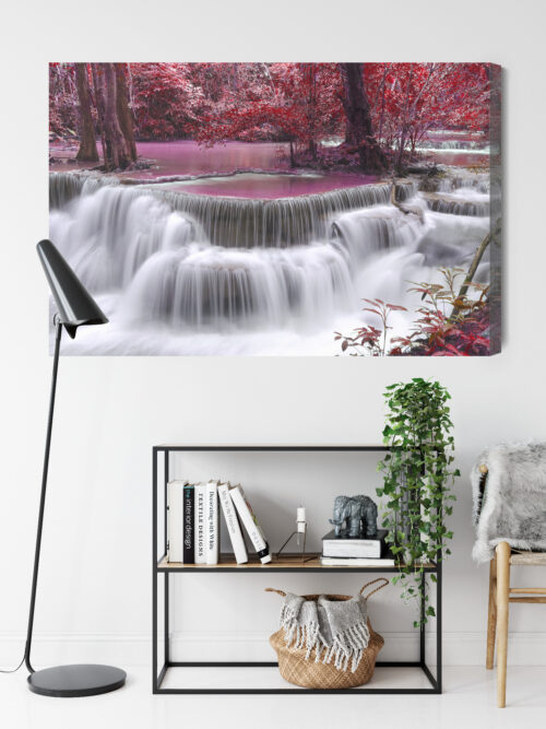 Obraz na płótnie Wodospad w Jesiennym Lesie Fotografia  Premium Canvas - obrazek 9