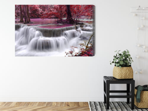 Obraz na płótnie Wodospad w Jesiennym Lesie Fotografia  Premium Canvas - obrazek 8