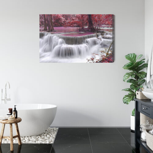 Obraz na płótnie Wodospad w Jesiennym Lesie Fotografia  Premium Canvas - obrazek 5