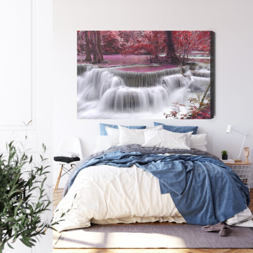 Obraz na płótnie Wodospad w Jesiennym Lesie Fotografia  Premium Canvas - obrazek 3