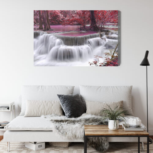 Obraz na płótnie Wodospad w Jesiennym Lesie Fotografia  Premium Canvas - obrazek 4