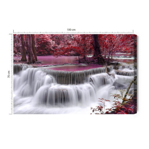 Obraz na płótnie Wodospad w Jesiennym Lesie Fotografia  Premium Canvas