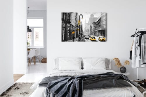 Obraz na płótnie Nowy Jork w Deszczu z Żółtymi Akcentami  Premium Canvas - obrazek 7