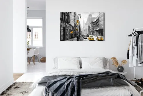 Obraz na płótnie Nowy Jork w Deszczu z Żółtymi Akcentami  Premium Canvas - obrazek 7