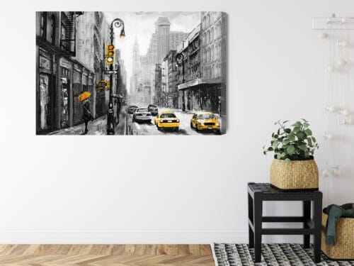 Obraz na płótnie Nowy Jork w Deszczu z Żółtymi Akcentami  Premium Canvas - obrazek 8