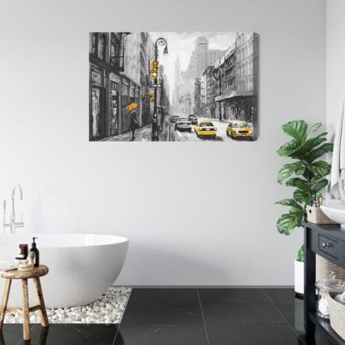 Obraz na płótnie Nowy Jork w Deszczu z Żółtymi Akcentami  Premium Canvas - obrazek 5