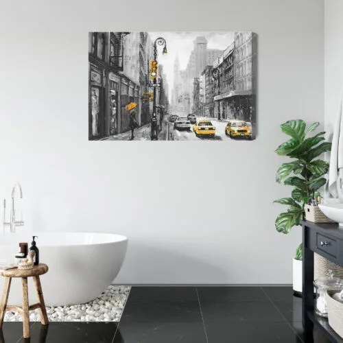 Obraz na płótnie Nowy Jork w Deszczu z Żółtymi Akcentami  Premium Canvas - obrazek 5