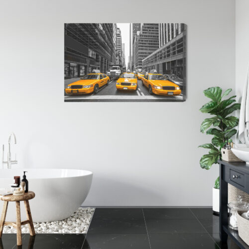 Obraz na płótnie Nowojorskie Taksówki Żółte w Czerni i Bieli  Premium Canvas - obrazek 5